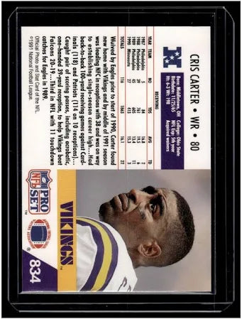 1991 NFL Pro Set Cris Carter Football Card #834