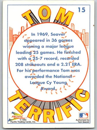 1992 Pacific Tom Terrific Tom Seaver Second Cy Young Award Baseball Card #22