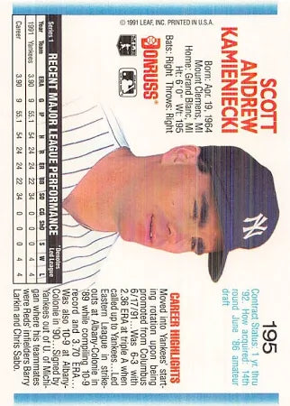 1992 Donruss Scott Andrew Kamieniecki Baseball Card #195
