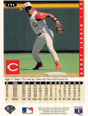 1993 Upper Deck Barry Larkin Baseball Card #171