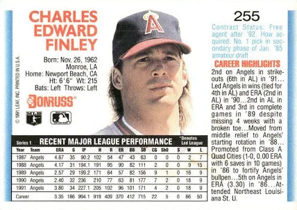 1992 Donruss Charles Edward Finley Baseball Card #255