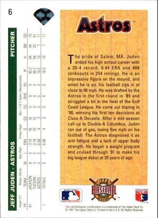 1992 Upper Deck Star Rookie Jeff Juden Baseball Card #6