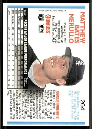 1992 Donruss Matthew Bates Merullo Baseball Card #264