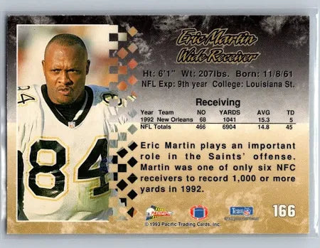 1993 Pacific Eric Martin Football Card #166