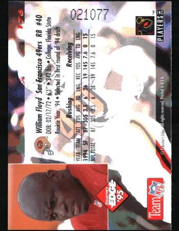 1995 Collectors Edge William Floyd Football Card #176