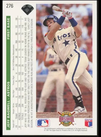 1991 Upper Deck Jeff Bagwell Baseball Card #276