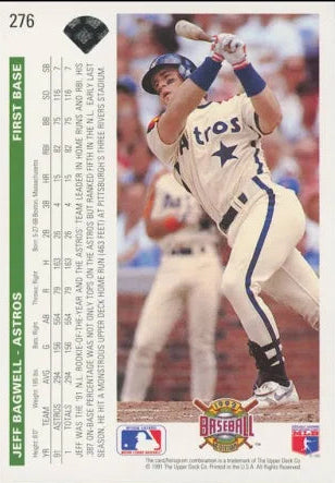 1991 Upper Deck Jeff Bagwell Baseball Card #276