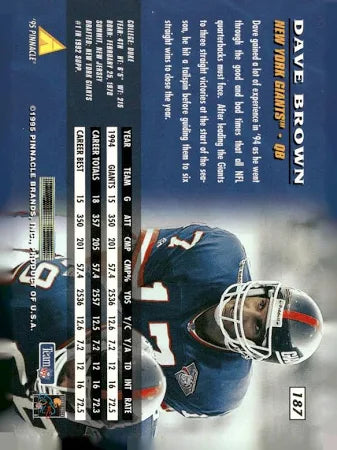 1993 Classic Dave Brown Football Card #187