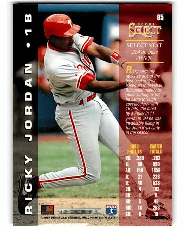 1994 Score Select Ricky Jordan Baseball Card #95