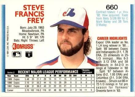 1992 Donruss Steve Francis Frey Baseball Card #660