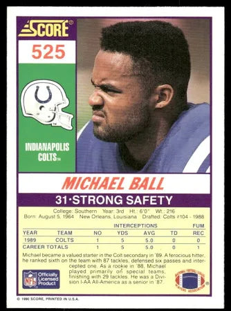 1990 Score Michael Ball Football Card #525