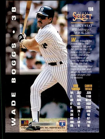 1994 Score Select Wade Boggs Baseball Card #156