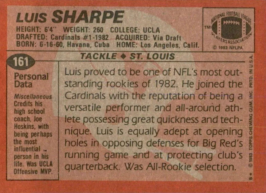 1983 Topps Luis Sharpe Football Card #161