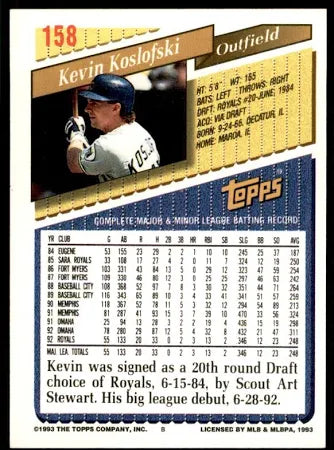 1993 Topps Kevin Koslofski Baseball Card #158