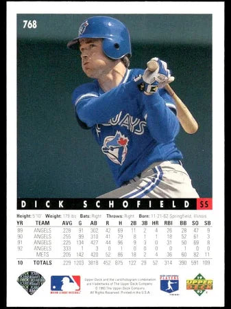 1993 Upper Deck Dick Schofield Baseball Card #768