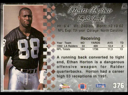 1993 Pacific Ethan Horton Football Card #376