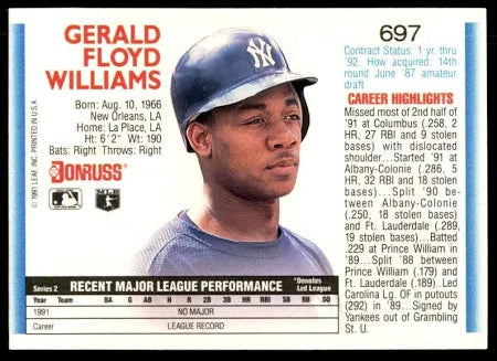 1992 Donruss Gerald Floyd Williams Baseball Card #697