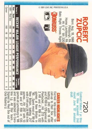 1992 Donruss Robert Zupicic Baseball Card #720