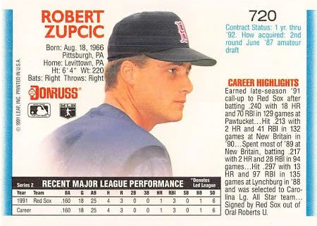 1992 Donruss Robert Zupicic Baseball Card #720