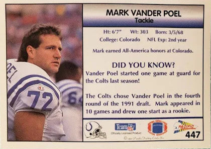 1992 Pacific Mark Vander Poel Baseball Card #447