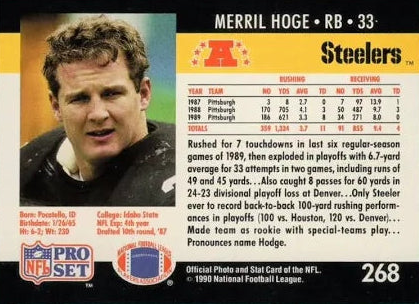 1993 Pacific Merril Hoge Football Card #268
