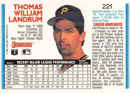 1992 Donruss Thomas William Landrum Baseball Card #221