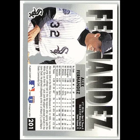 1993 Fleer Alex Fernandez Baseball Card #201