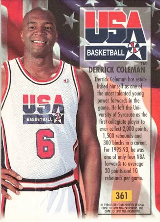 1994 Fleer Ultra USA Basketball Derrick Coleman Basketball Card #361