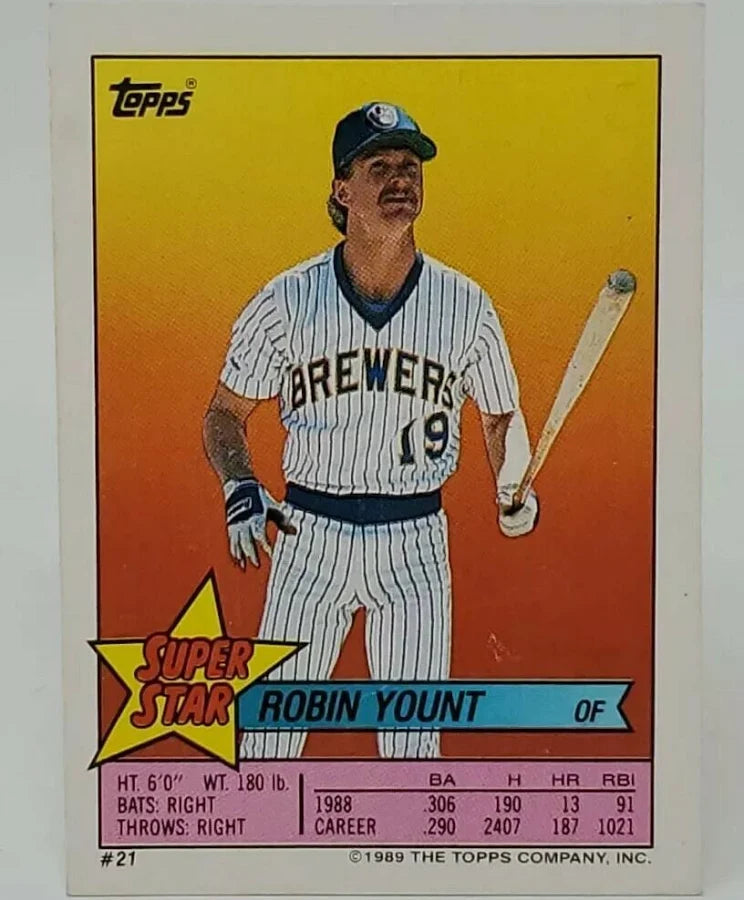 1989 Topps Super Star Sticker Robin Yount Baseball Card #21