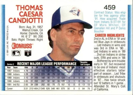 1992 Donruss Thomas Caesar Candiotti Baseball Card #459