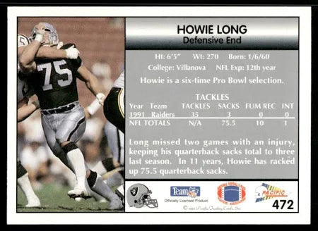 1992 Pacific Howie Long Football Card #472