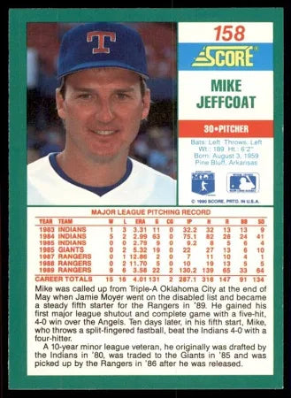 1990 Score Mike Jeffcoat Baseball Card #158