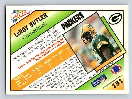 1991 Pacific Leroy Butler Football Card #151