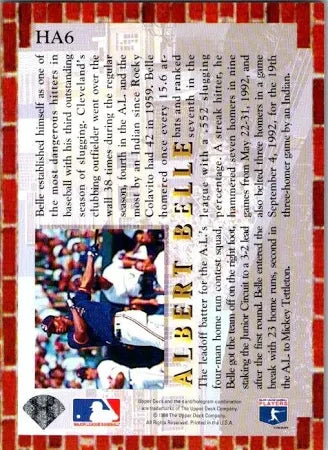 1994 Upper Deck Collectors Choice Albert Belle Baseball Card #HA6