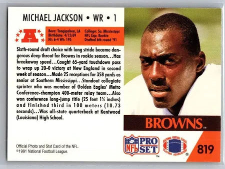 1991 NFL Pro Set Michael Jackson Football Card #819
