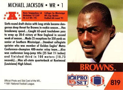 1991 NFL Pro Set Michael Jackson Football Card #819
