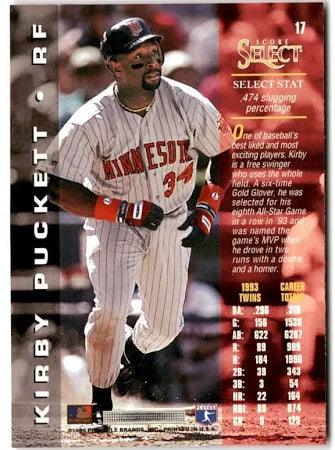 1994 Score Select Kirby Puckett Baseball Card #17
