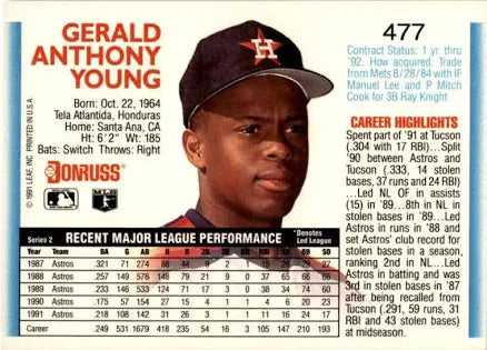 1992 Donruss Gerald Anthony Young Baseball Card #477