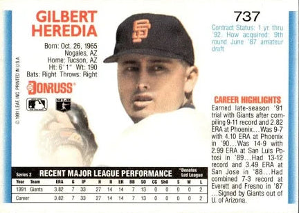 1992 Donruss Gilbert Heredia Baseball Card #737