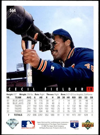 1993 Upper Deck Cecil Fielder Baseball Card #564