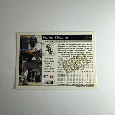 1993 Score Frank Thomas Baseball Card #41