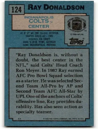 1988 Topps Ray Donaldson Football Card #124