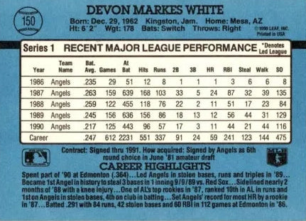 1991 Donruss Devon Markes White Baseball Card #150