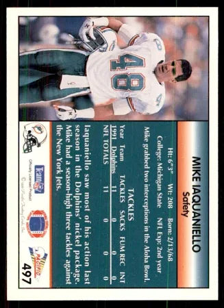 1992 Pacific Mike Iaquaniello Football Card #497