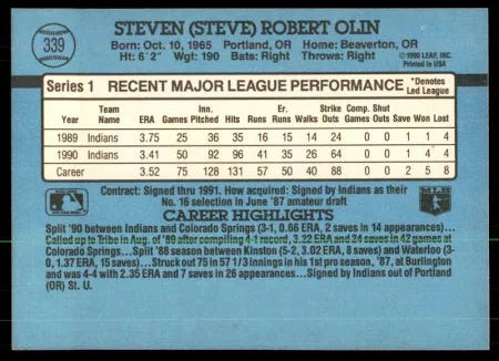 1991 Donruss Steven (Steve) Robert Olin Baseball Card #339