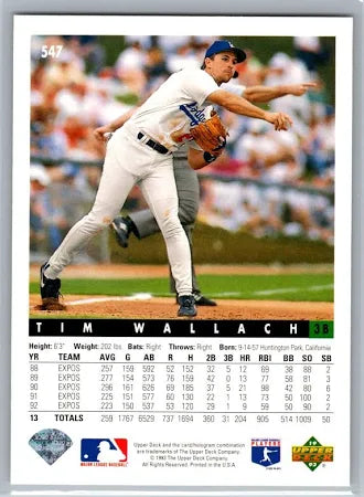 1993 Upper Deck Tim Wallach Baseball Card #547