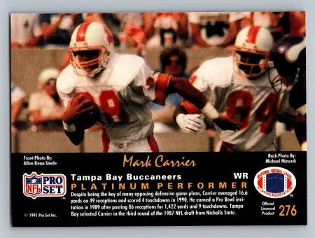1991 NFL Pro Set Mark Carrier Football Card #276
