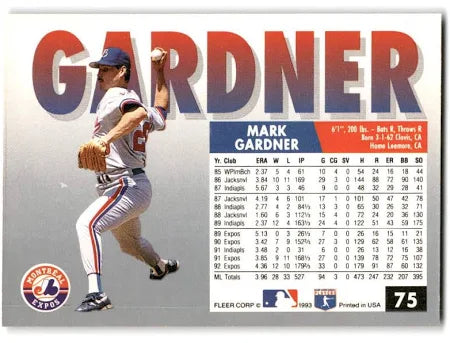 1993 Fleer Mark Gardner Baseball Card #75