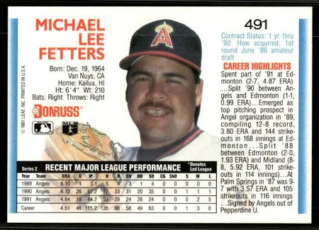 1992 Donruss Michael Lee Fetters Baseball Card #491