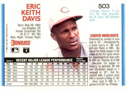 1992 Donruss Eric Keith Davis Baseball Card #503